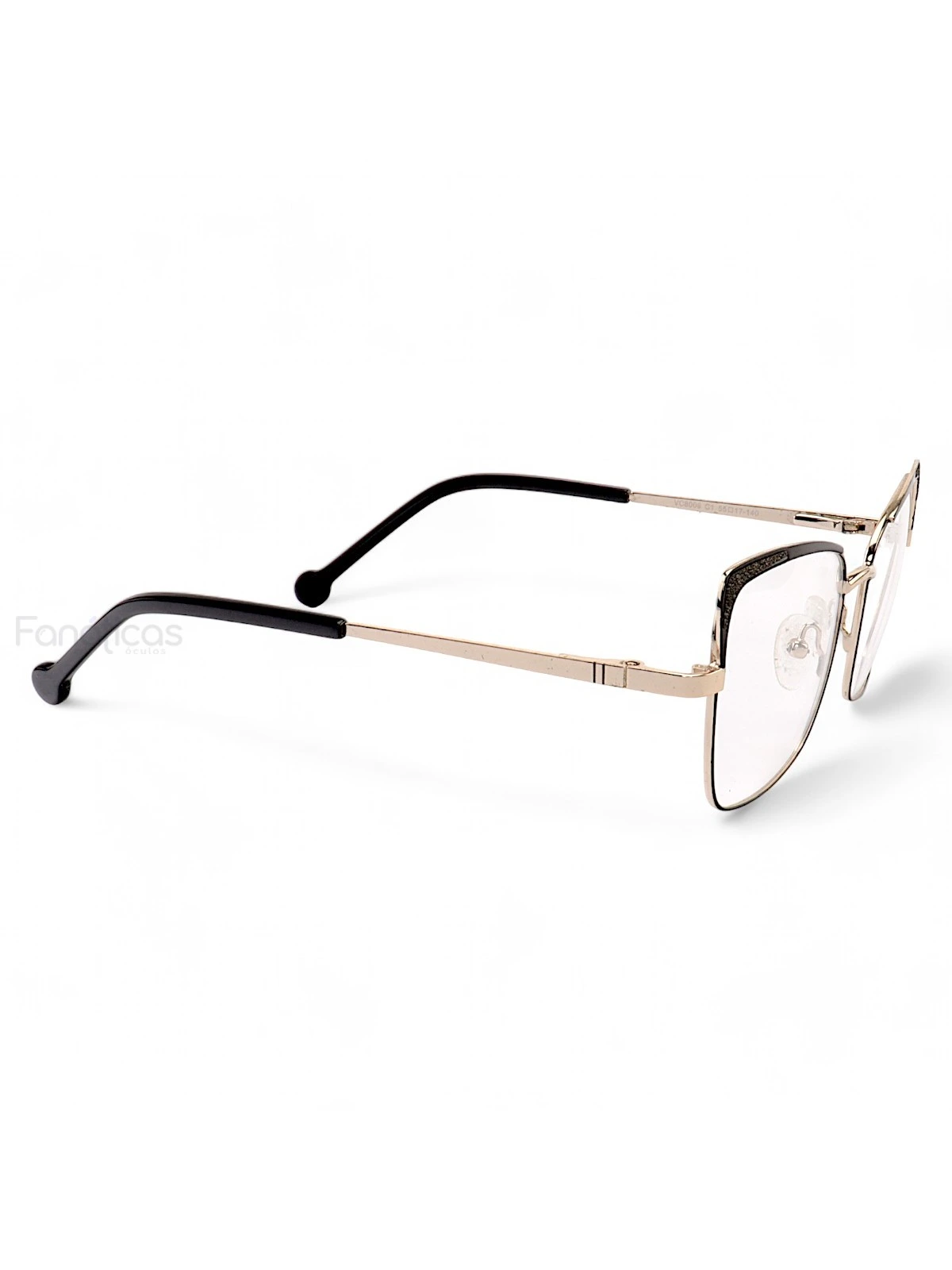 Armação de Óculos Quadrado VC8006 Preto e Dourado