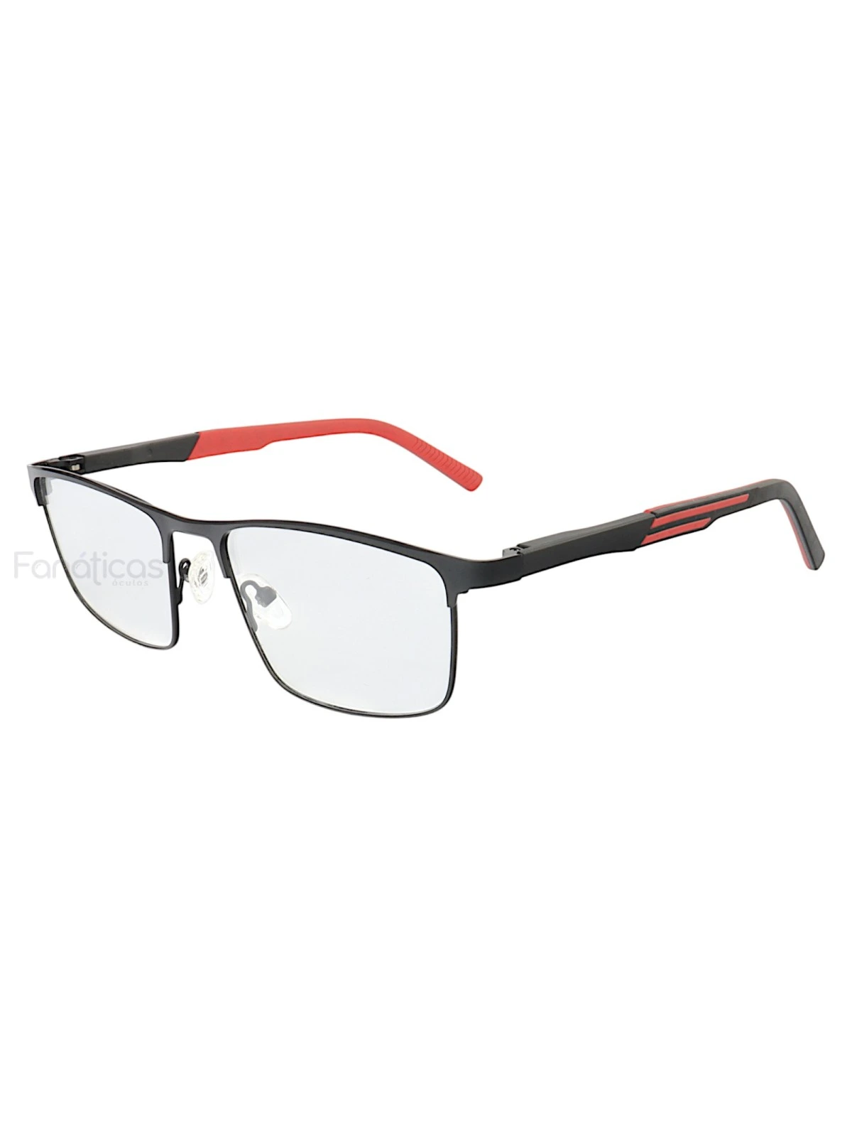Armação de Óculos 9828 Quadrado Preto e Vermelho