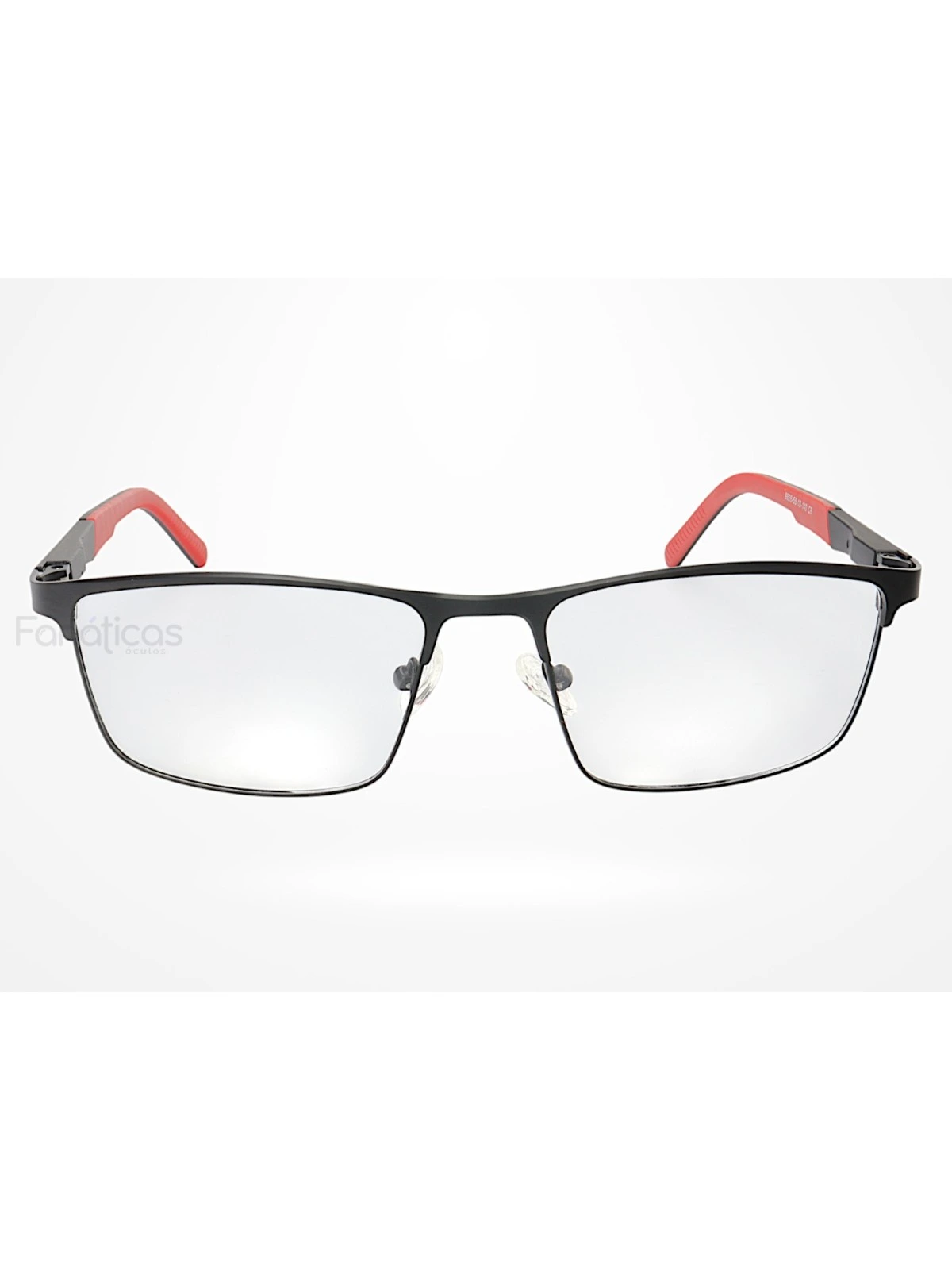 Armação de Óculos 9828 Quadrado Preto e Vermelho