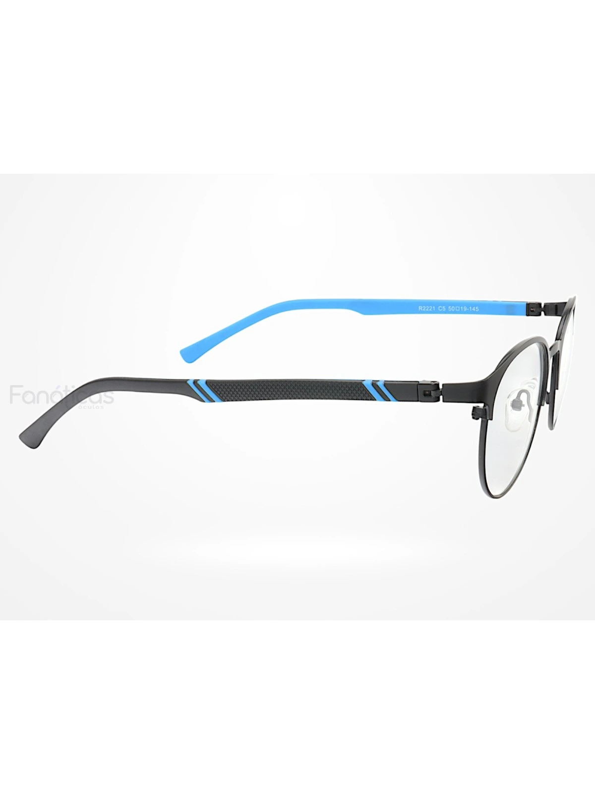 Armação de Óculos R2221 Redondo Preto e Azul