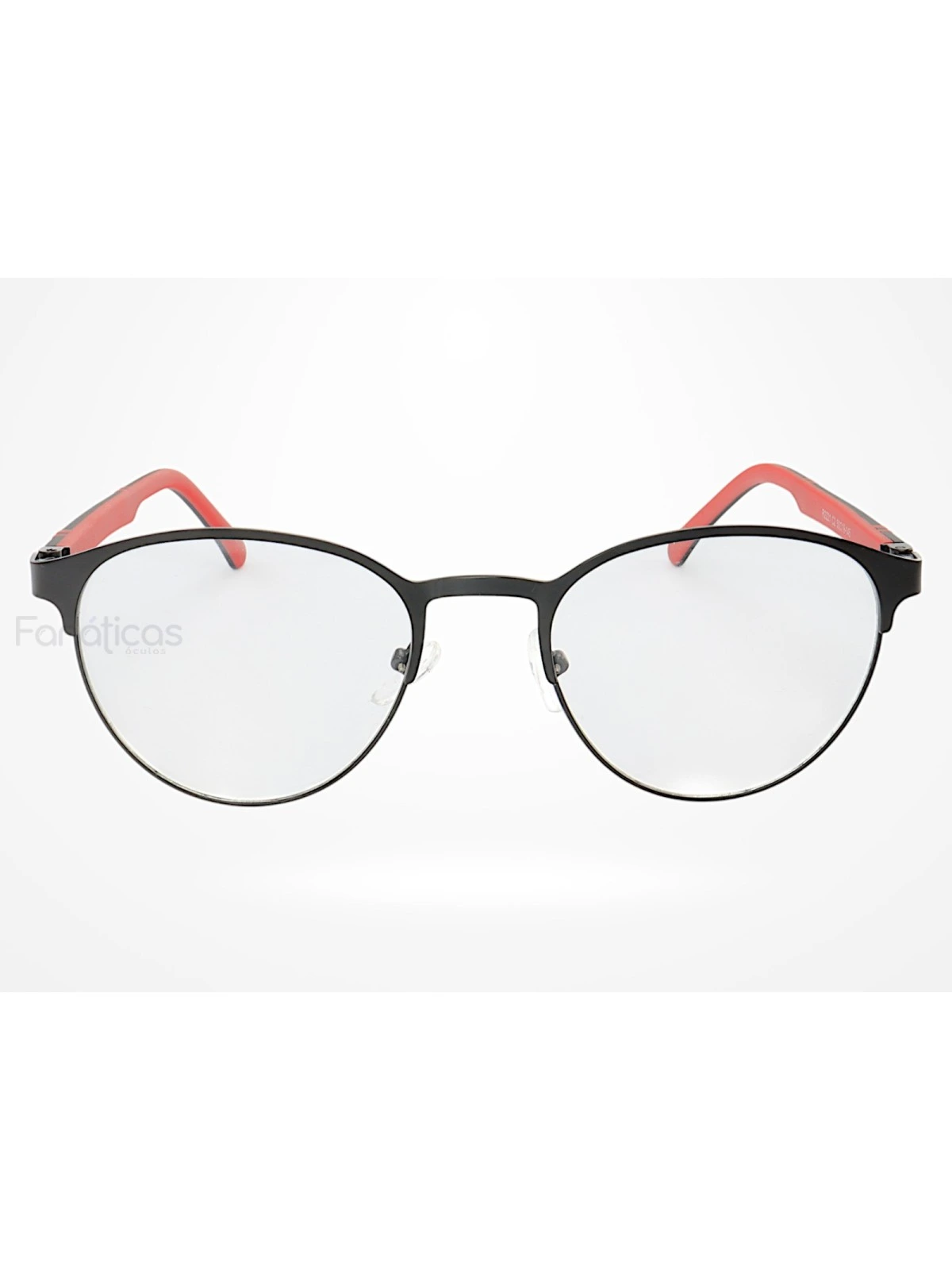 Armação de Óculos R2221 Redondo Preto e Vermelho