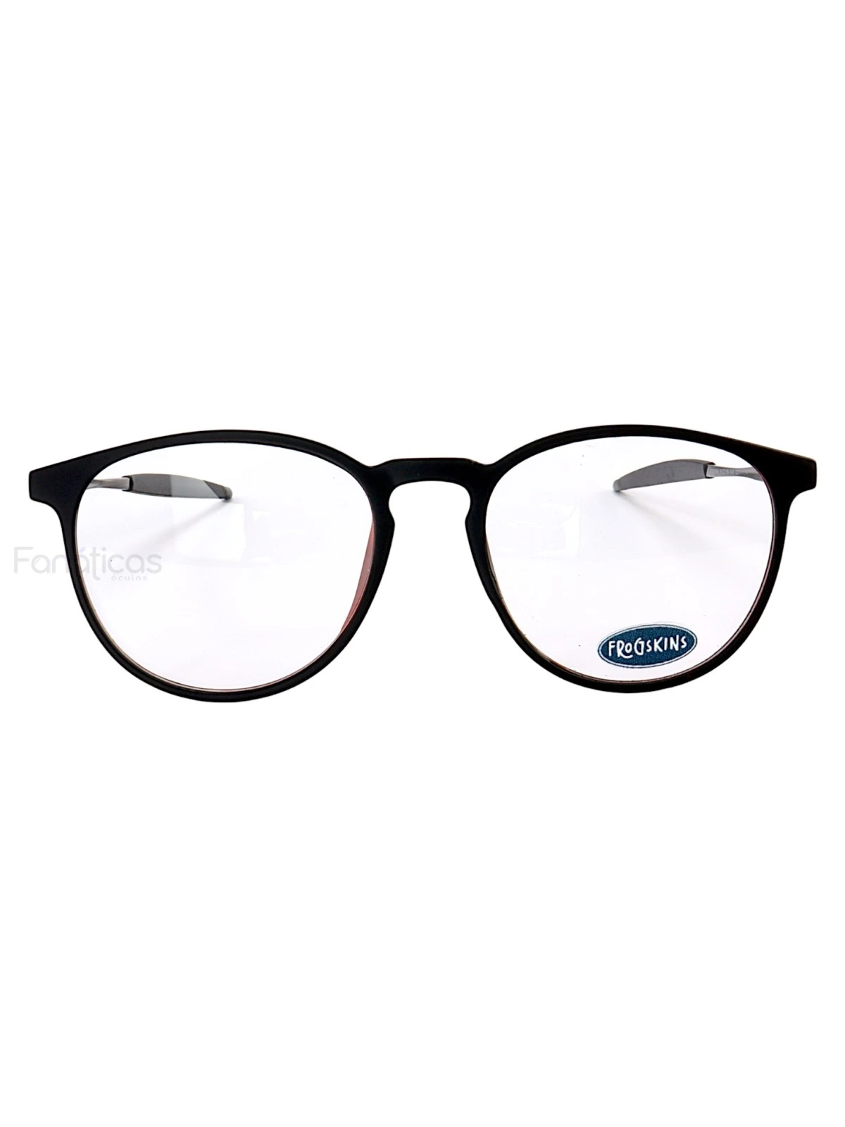 Armação de Óculos Redonda 3219 Acetato Preta e Vermelho Masculina