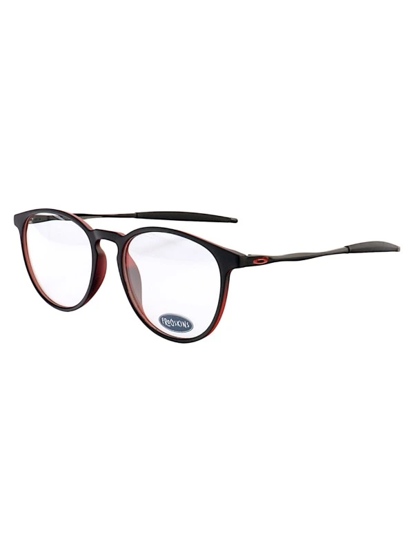 Armação de Óculos Redonda 3219 Acetato Preta e Vermelho Masculina