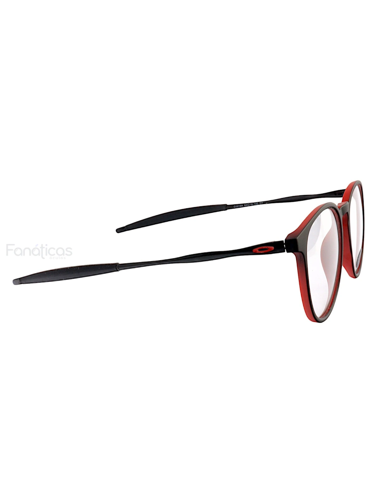 Armação de Óculos Redonda 3219 Acetato Preta e Vermelho Masculina