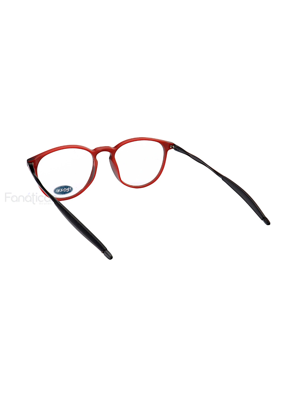 Armação de Óculos Redonda 3219 Acetato Preta e Vermelho Masculina