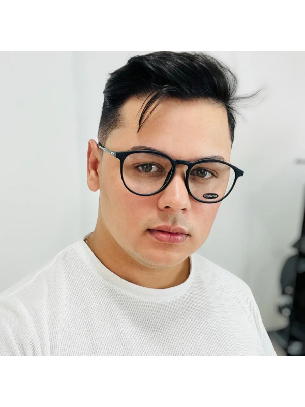 Armação de Óculos Redonda 3219 Acetato Preta Masculina