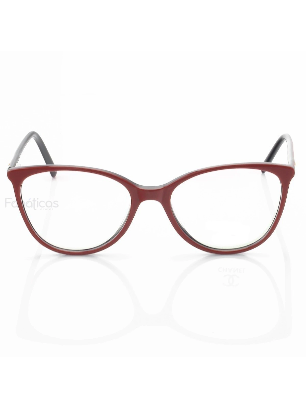 Armação de Óculos Redonda CH3390 Vermelho e Preto