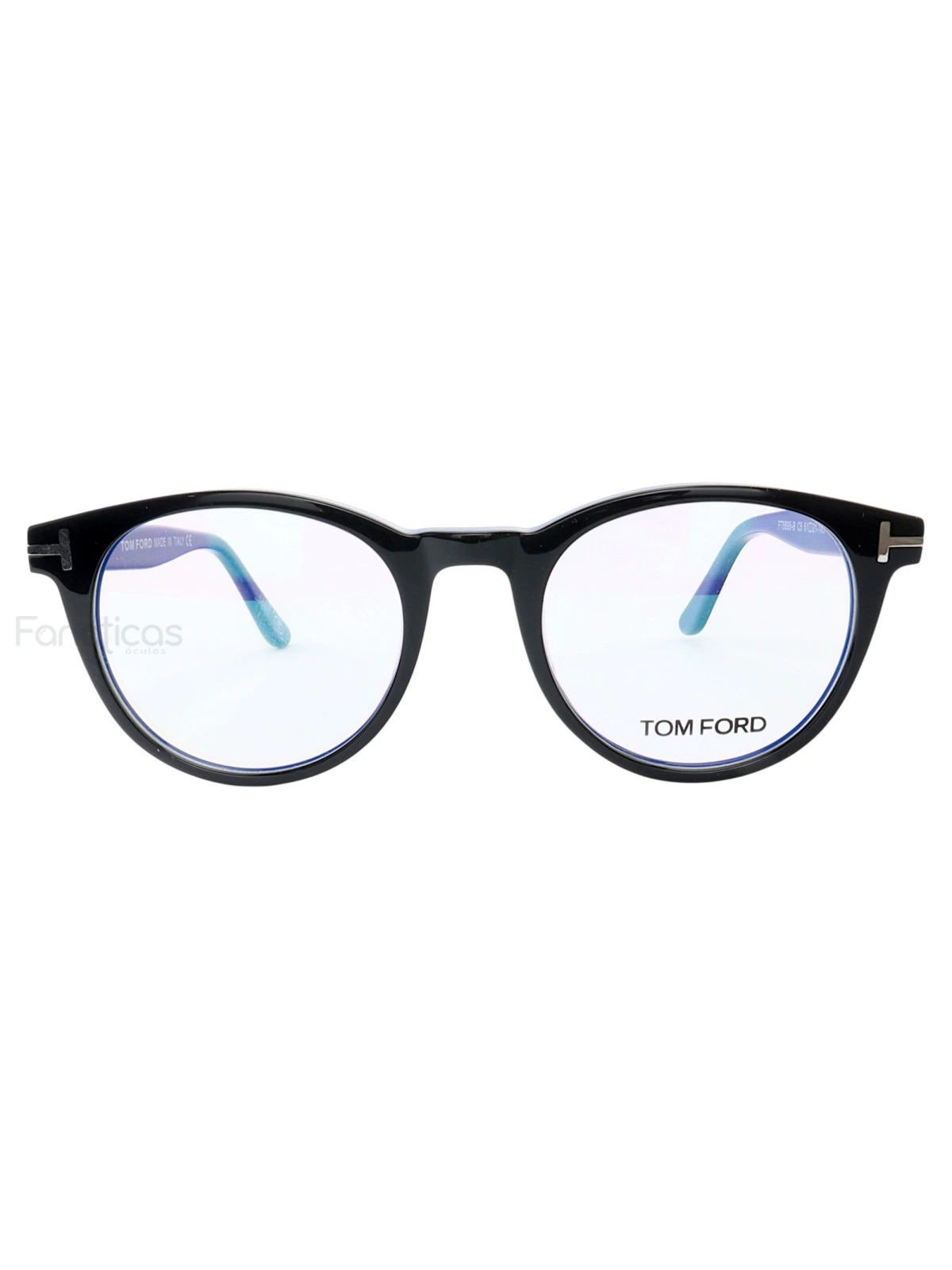 Armação de Óculos Redondo TF5695 Preto e Azul