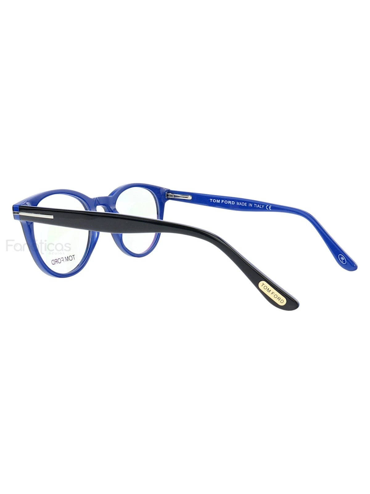 Armação de Óculos Redondo TF5695 Preto e Azul