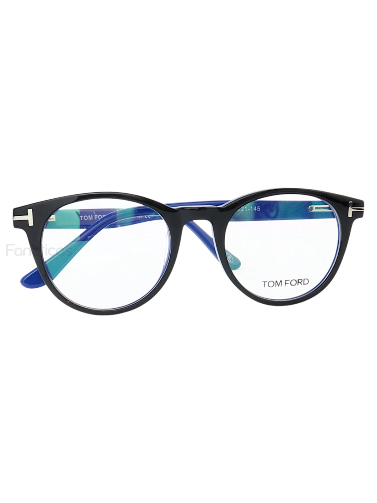 Armação de Óculos Redondo TF5695 Preto e Azul