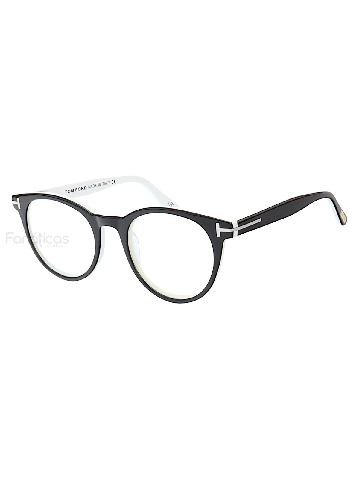Armação de Óculos Redondo TF5695 Preto e Branco