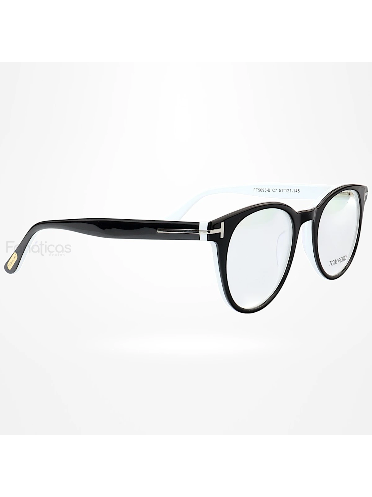 Armação de Óculos Redondo TF5695 Preto e Branco