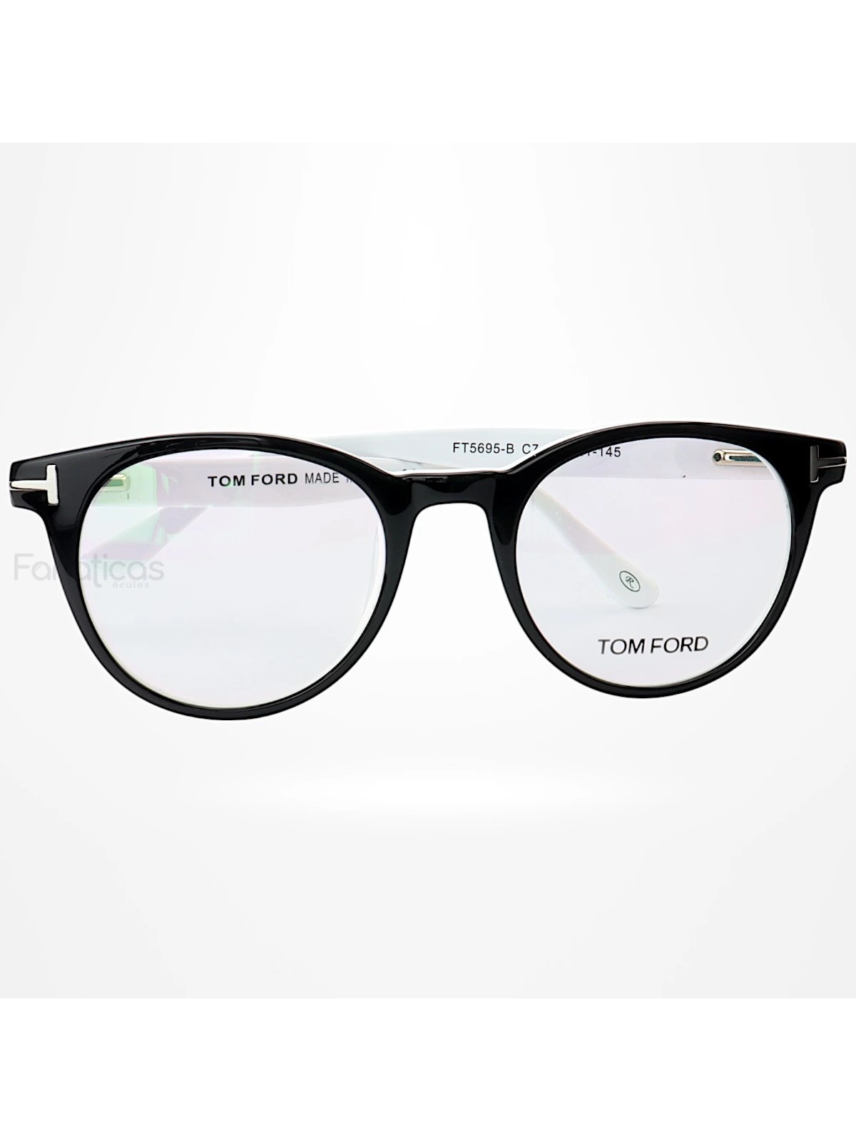 Armação de Óculos Redondo TF5695 Preto e Branco