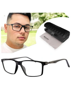 Armação de Óculos Retangular 180 C2 GZ9141 Preto e Cinza
