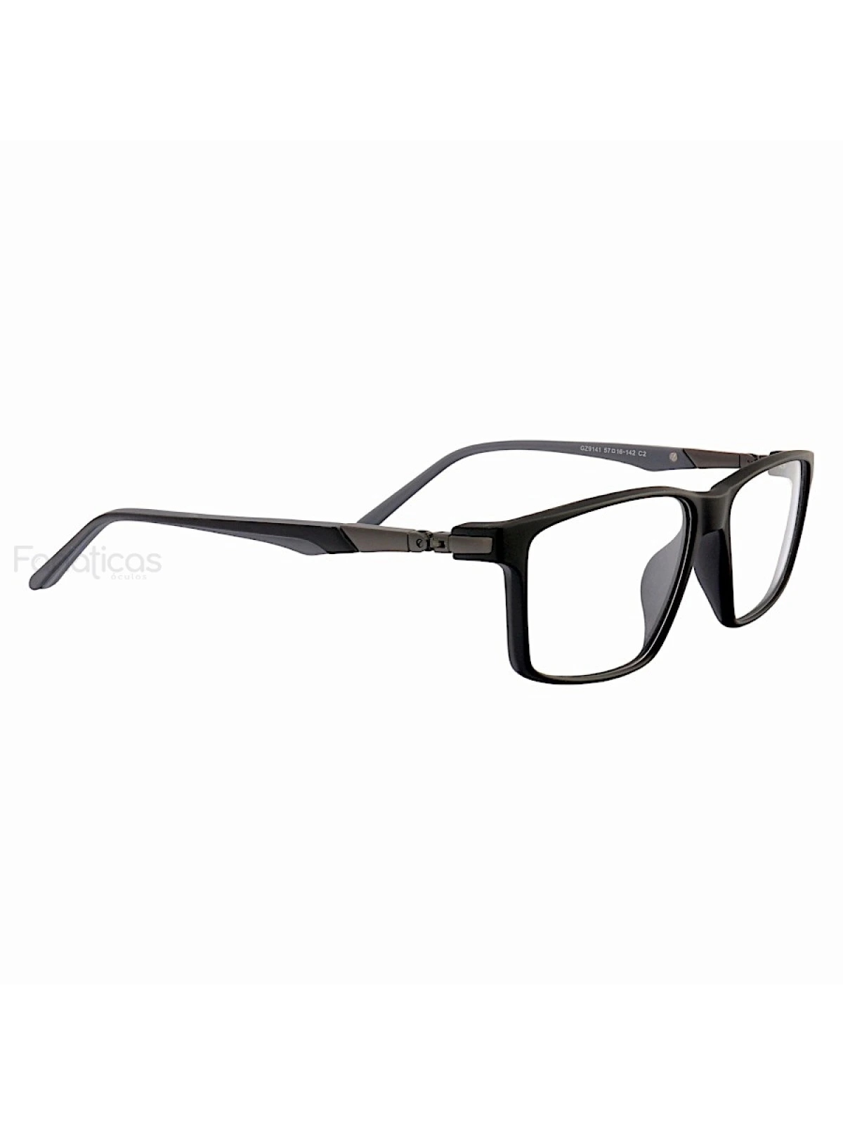 Armação de Óculos Retangular 180 C2 GZ9141 Preto e Cinza