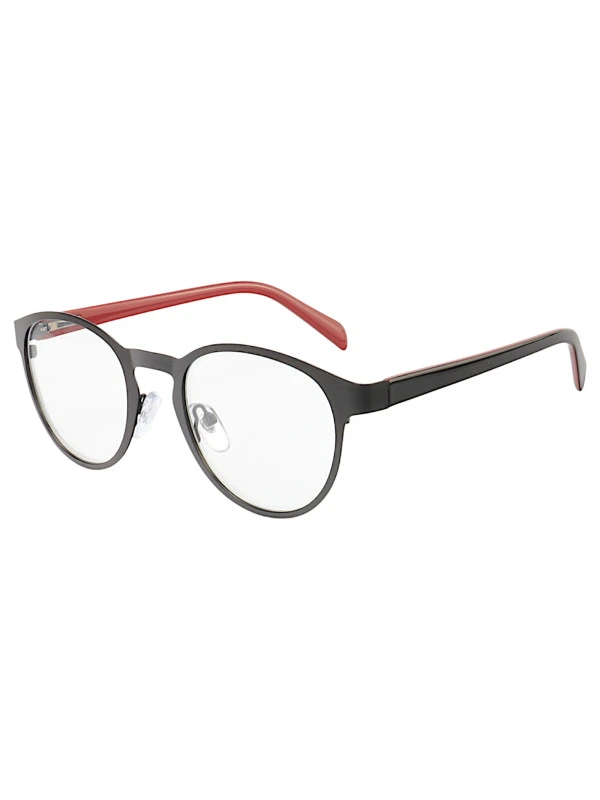 Armação de Óculos AQ240507 Redondo Preto e Vermelho