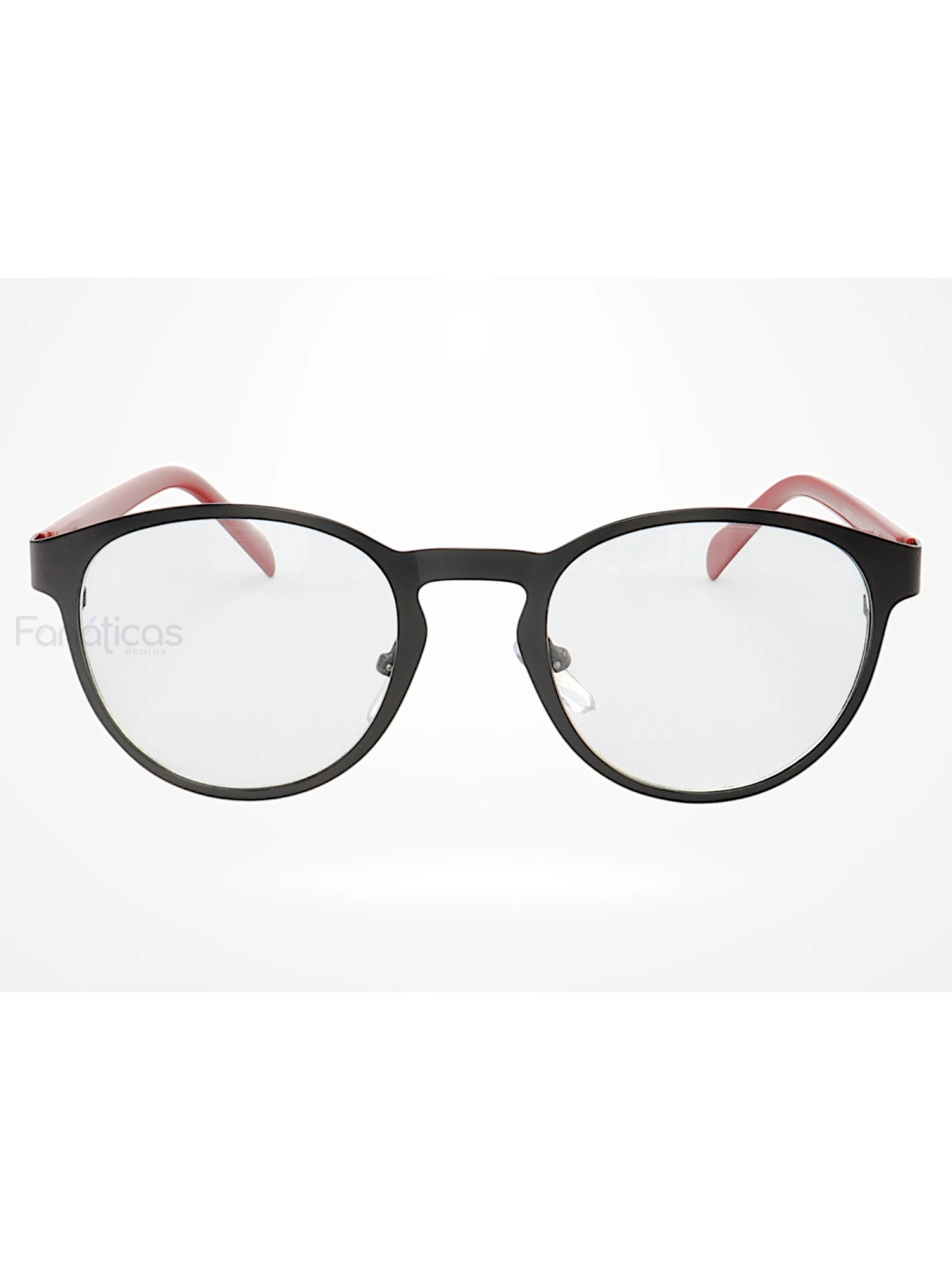 Armação de Óculos AQ240507 Redondo Preto e Vermelho