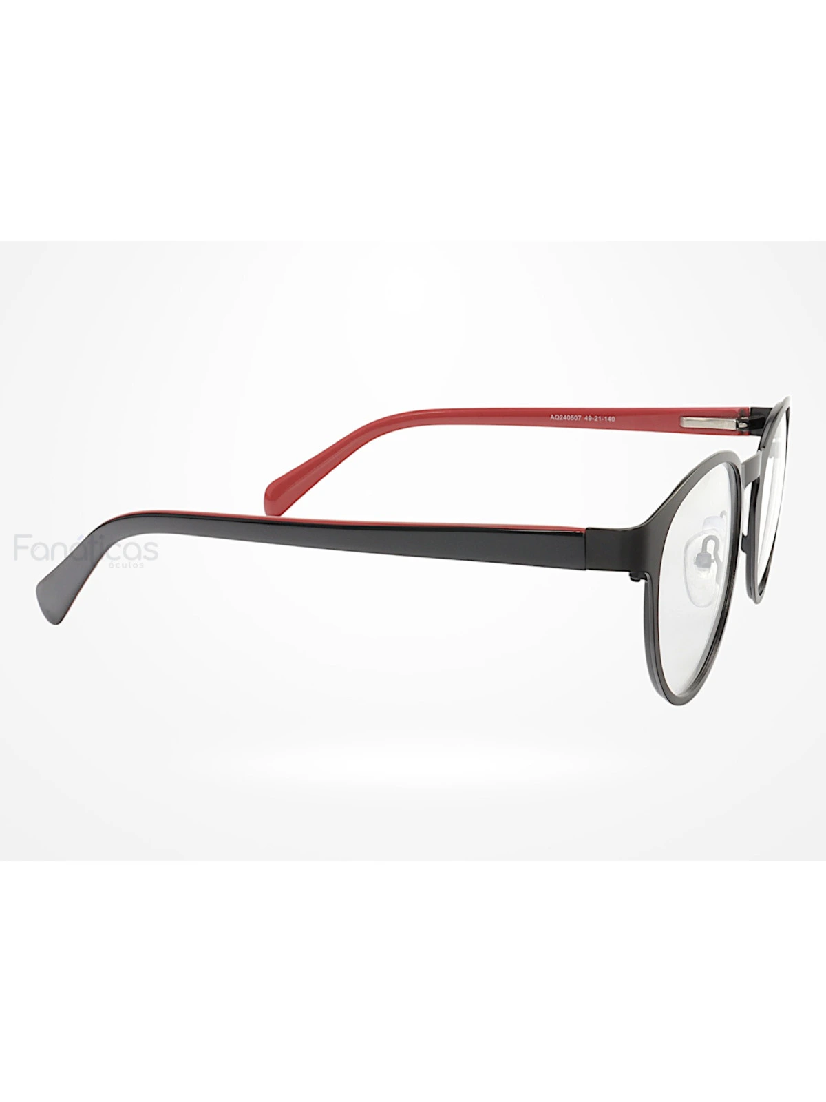 Armação de Óculos AQ240507 Redondo Preto e Vermelho