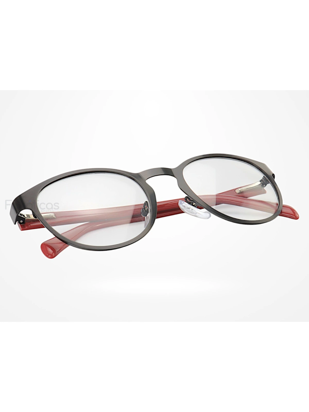 Armação de Óculos AQ240507 Redondo Preto e Vermelho