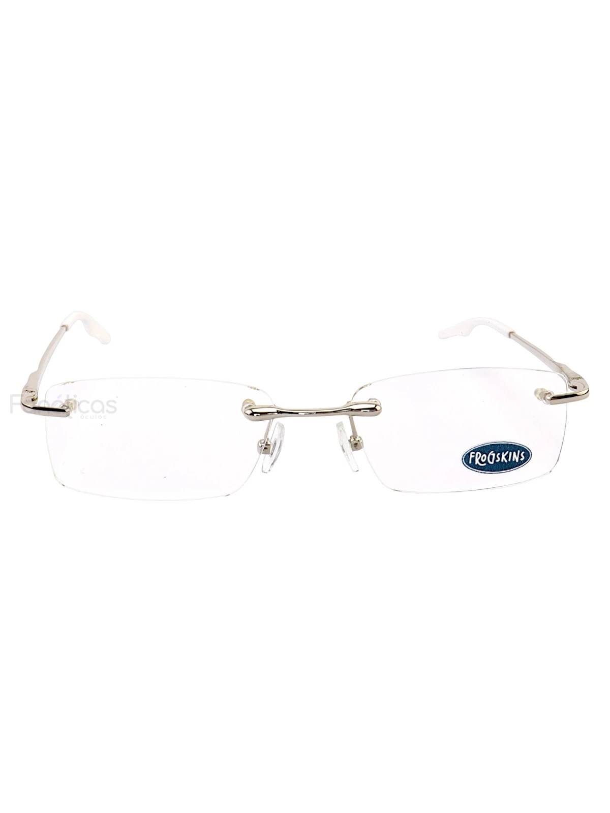 Armação de Óculos Retangular Balgriff Wingback Prata Branca Masculina