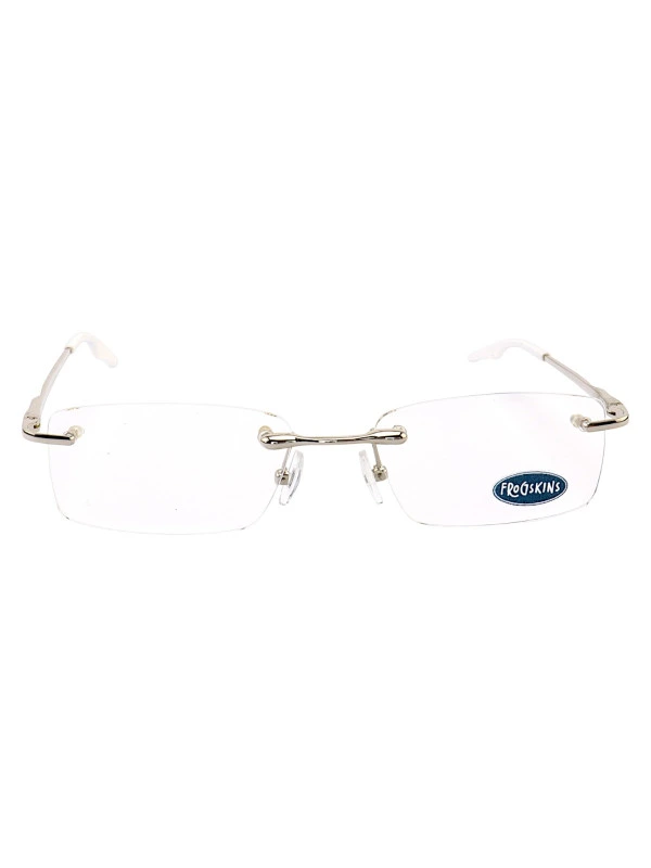 Armação de Óculos Retangular Balgriff Wingback Prata Branca Masculina