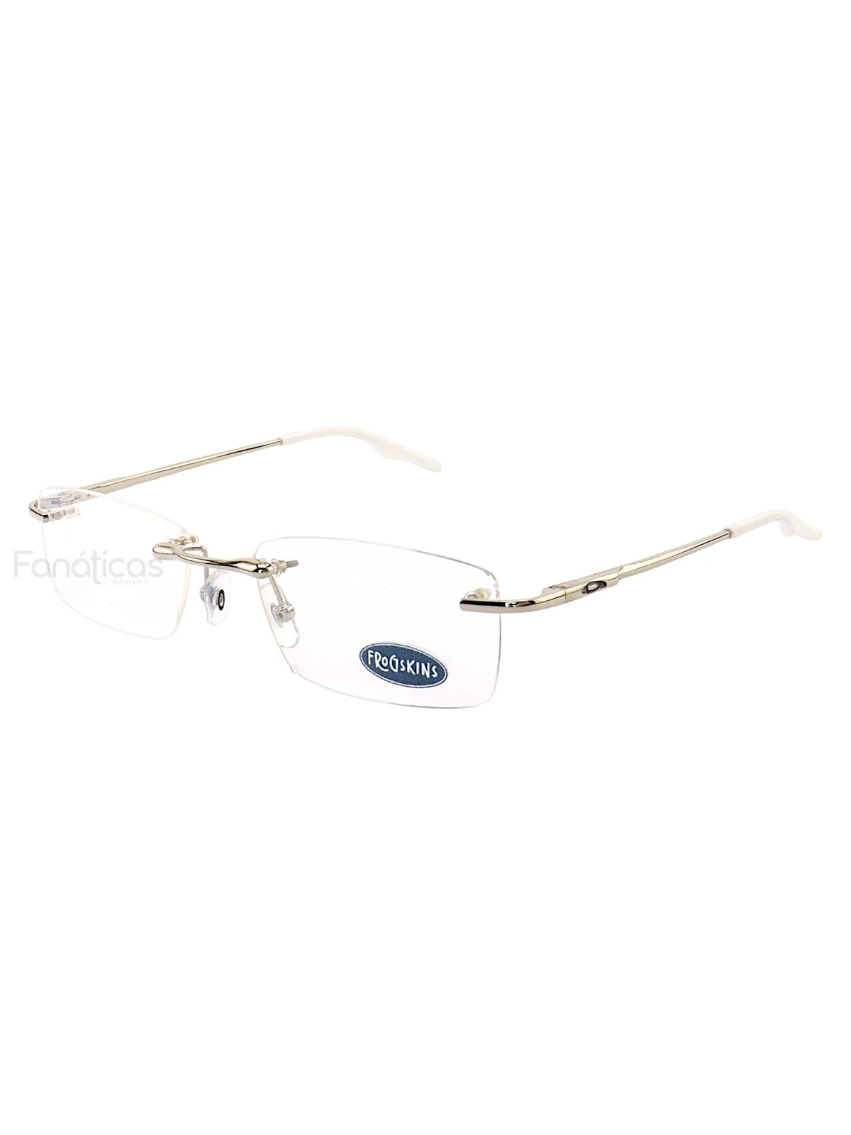 Armação de Óculos Retangular Balgriff Wingback Prata Branca Masculina