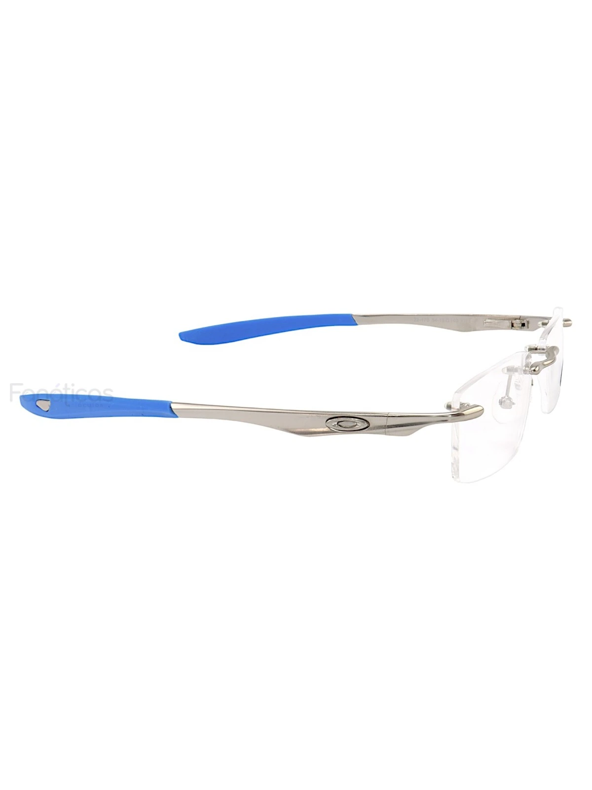 Armação de Óculos Retangular Balgriff Wingfold Prata Azul Masculina