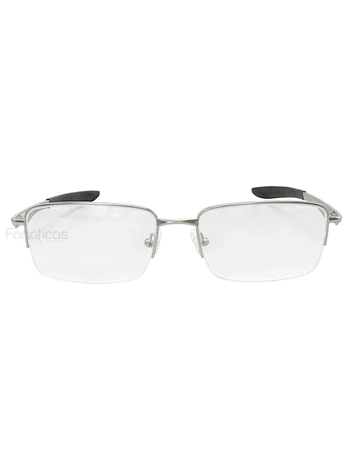Armação de Óculos Retangular Brushed OX5040 Prata e Preto