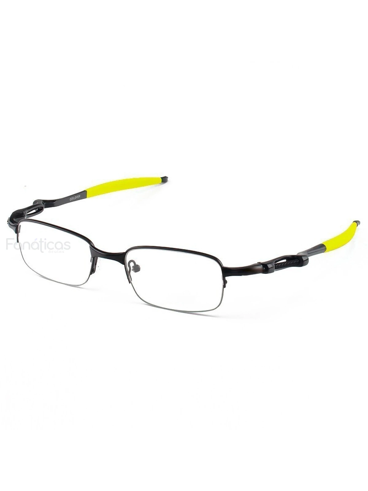 Armação de Óculos Retangular Coilover Molinha OX5043 Preto e Amarelo