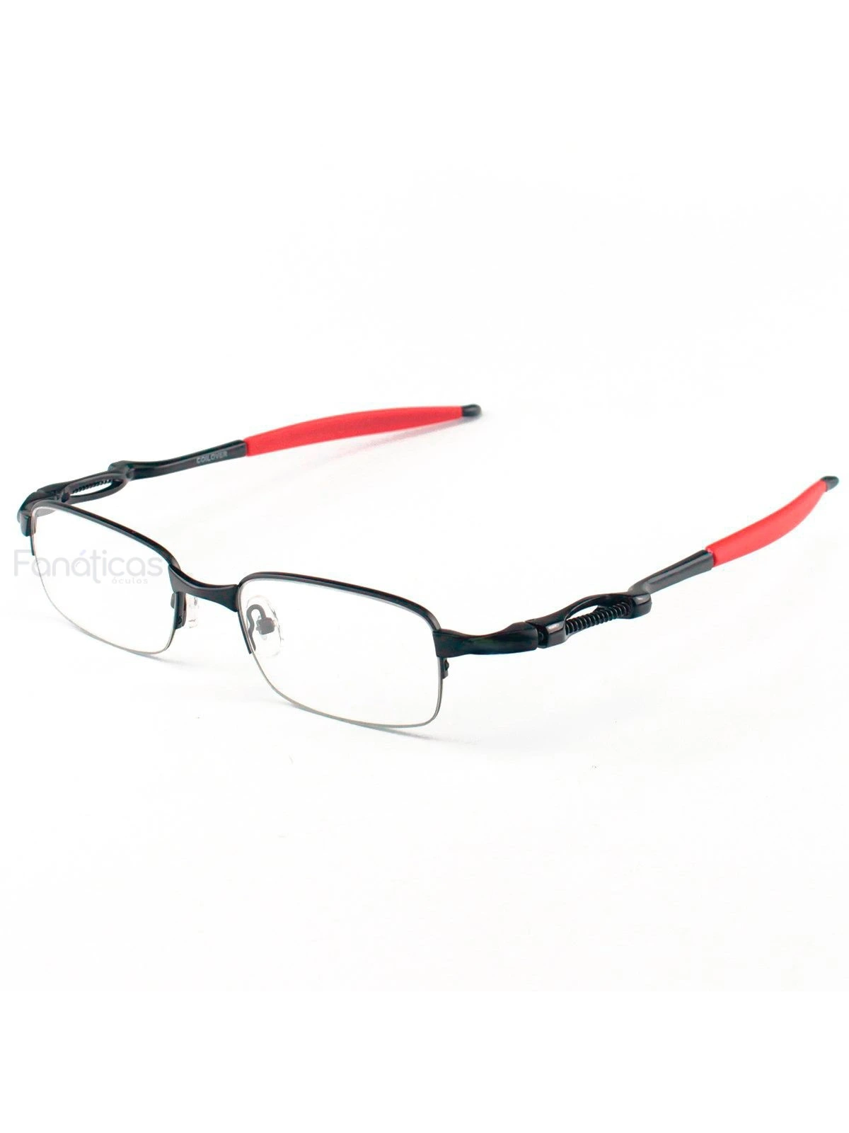 Armação de Óculos Retangular Coilover Molinha OX5043 Preto e Vermelho