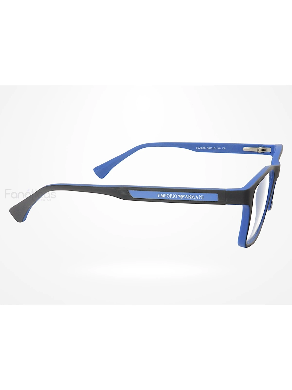 Armação de Óculos Retangular EA3038 Preto e Azul