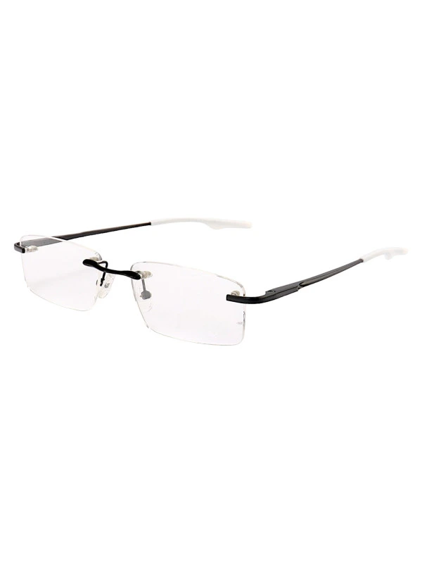 Armação de Óculos Retangular Flutuante Sem Aro Wingback Preto Branco