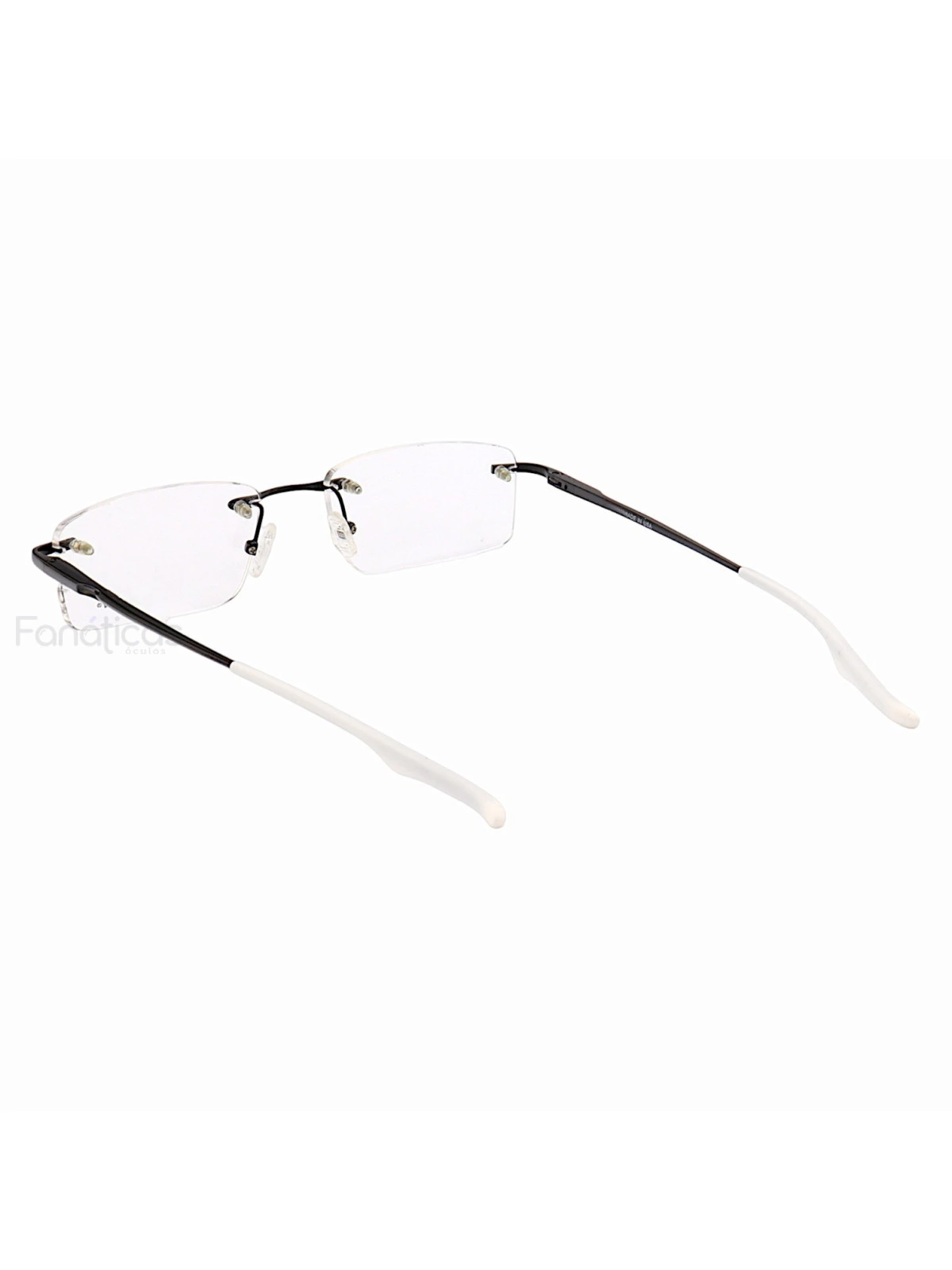 Armação de Óculos Retangular Flutuante Sem Aro Wingback Preto Branco
