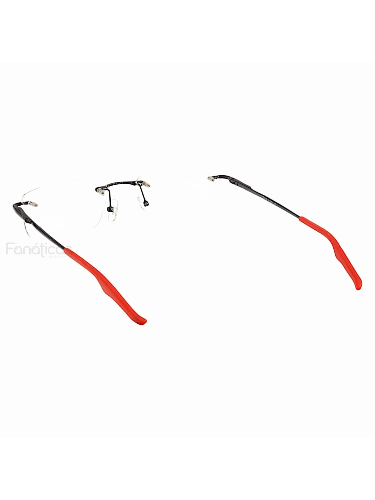 Armação de Óculos Retangular Flutuante Sem Aro Wingback Preto Vermelho