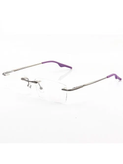 Armação de Óculos Retangular Flutuante Sem Aro Wingback Roxo