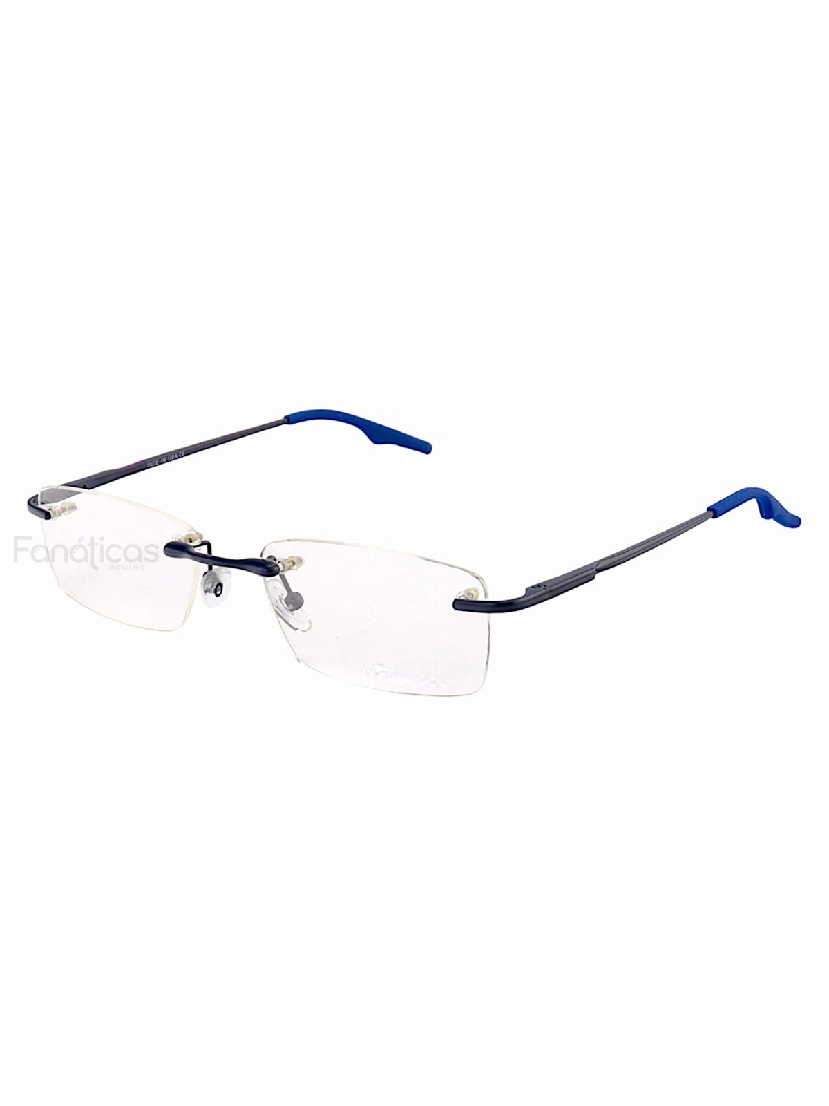 Armação de Óculos Retangular Flutuante Sem Aro Wingback Todo Azul