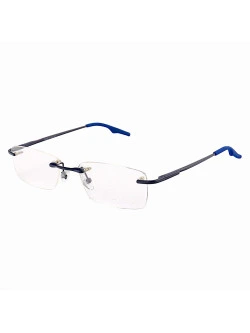 Armação de Óculos Retangular Flutuante Sem Aro Wingback Todo Azul