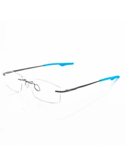 Armação de Óculos Retangular Flutuante Wingback Preto e Azul