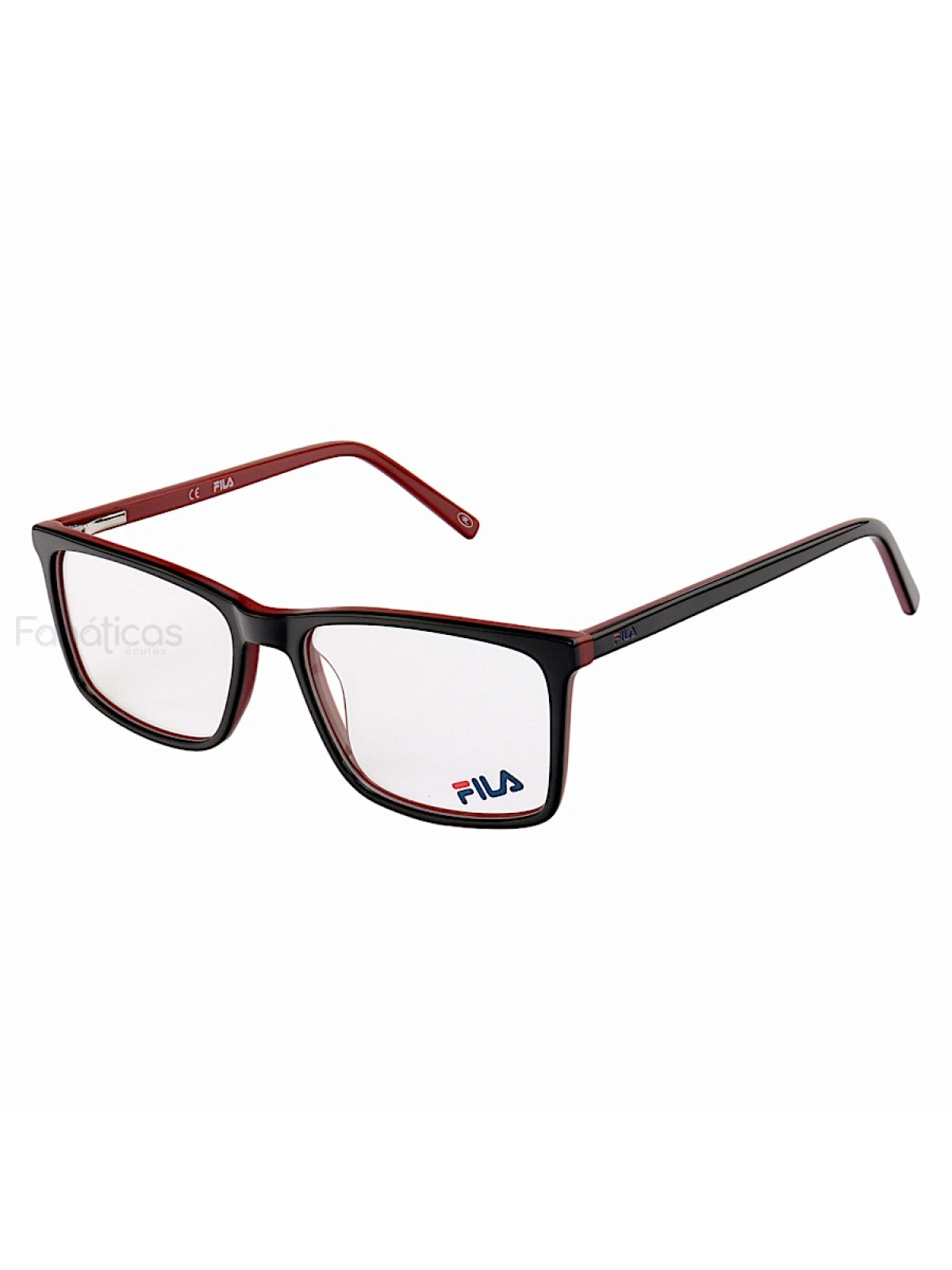 Armação de Óculos Retangular Masculina FL7062 Preto e Vermelho