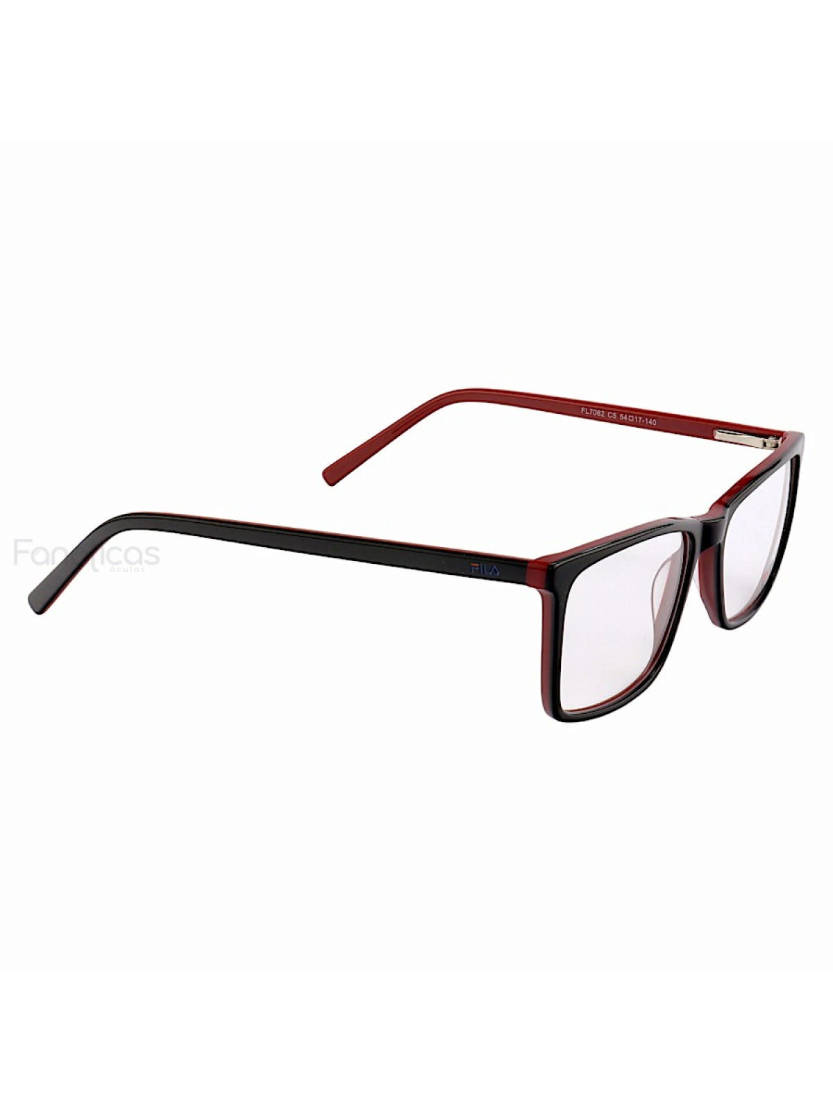 Armação de Óculos Retangular Masculina FL7062 Preto e Vermelho