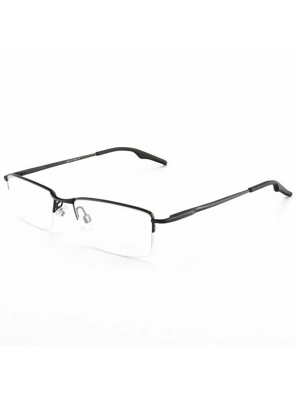 Armação de Óculos Retangular Meio Aro Wingback Preto