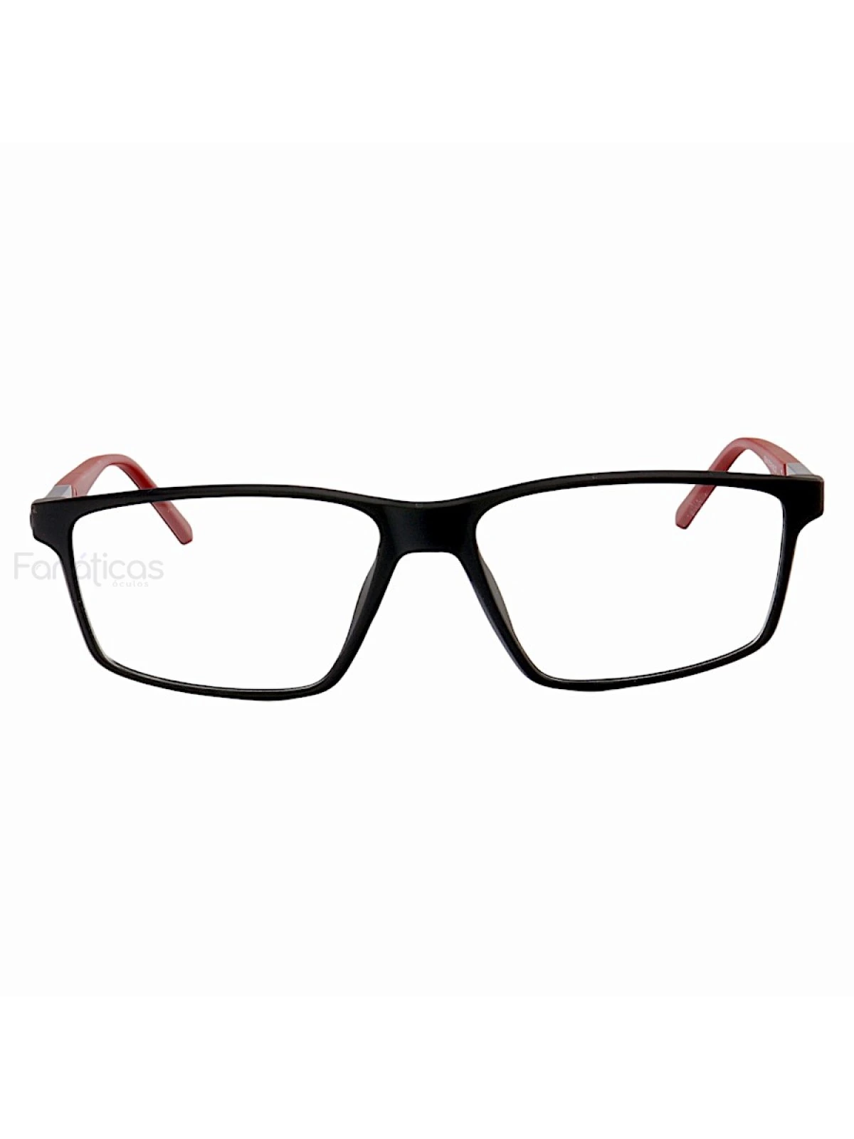 Armação de Óculos Retangular Molas 180 C5 GZ9141 Preto e Vermelho
