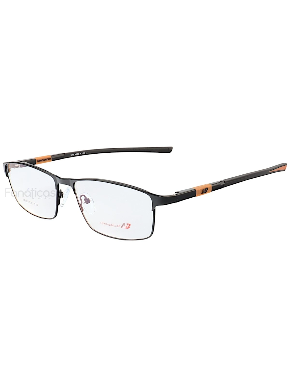 Armação de Óculos Retangular NB06129 Preto e Laranja
