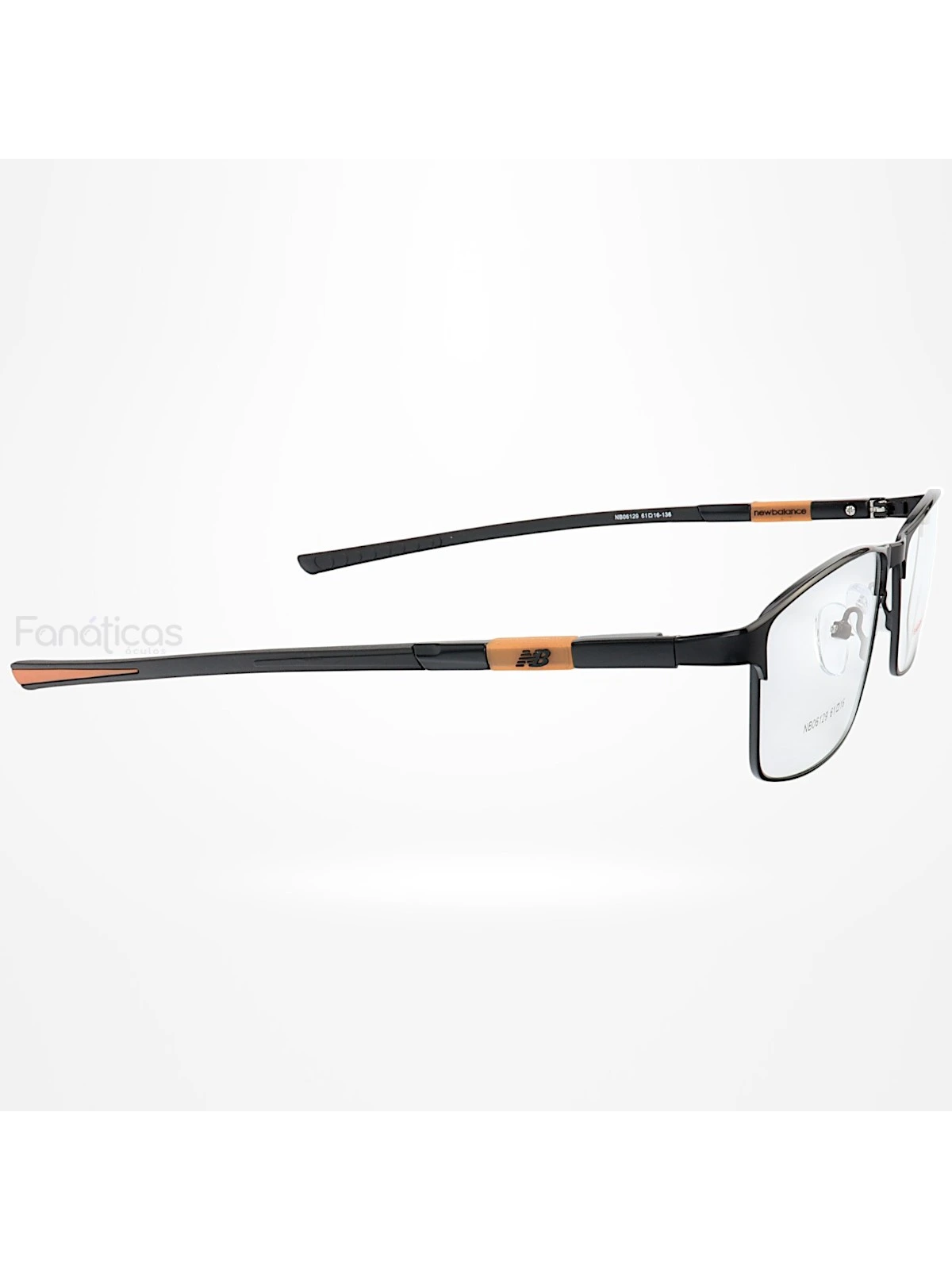 Armação de Óculos Retangular NB06129 Preto e Laranja