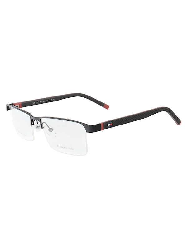 Armação de Óculos Retangular Nylon TH1717 Preto e Vermelho