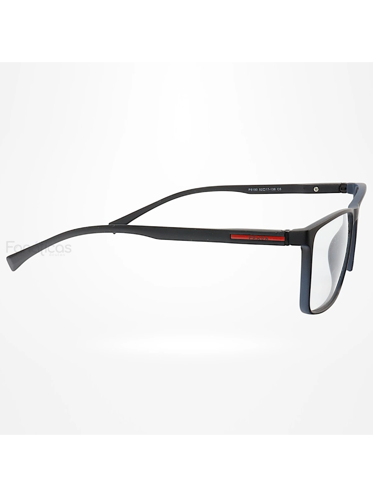 Armação de Óculos Retangular P5150 Preto e Azul
