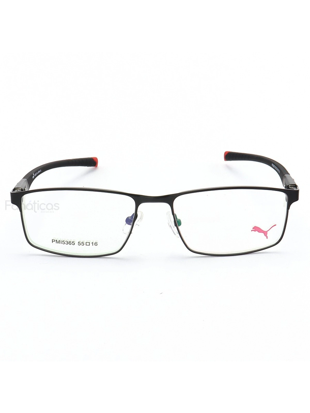 Armação de Óculos Retangular Puma PM15365 C1-1 Preto e Vermelho