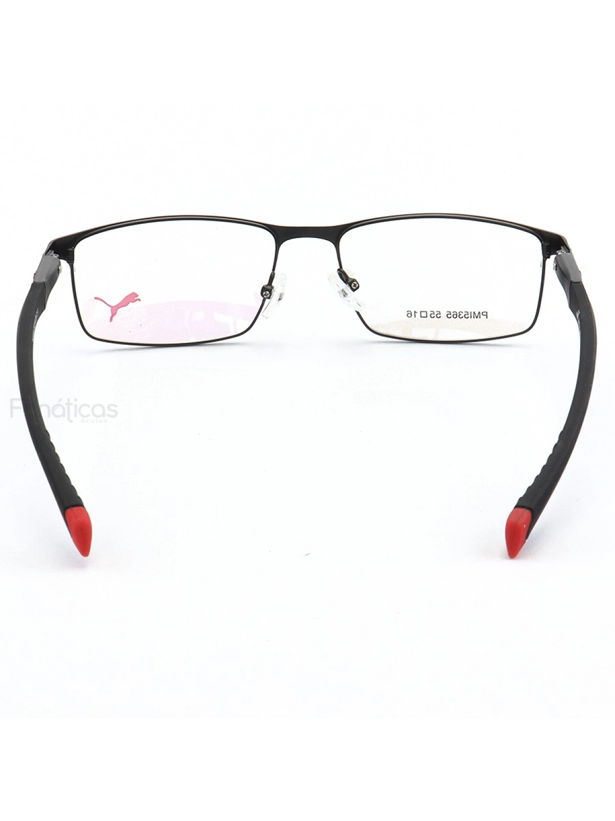 Armação de Óculos Retangular Puma PM15365 C1-1 Preto e Vermelho