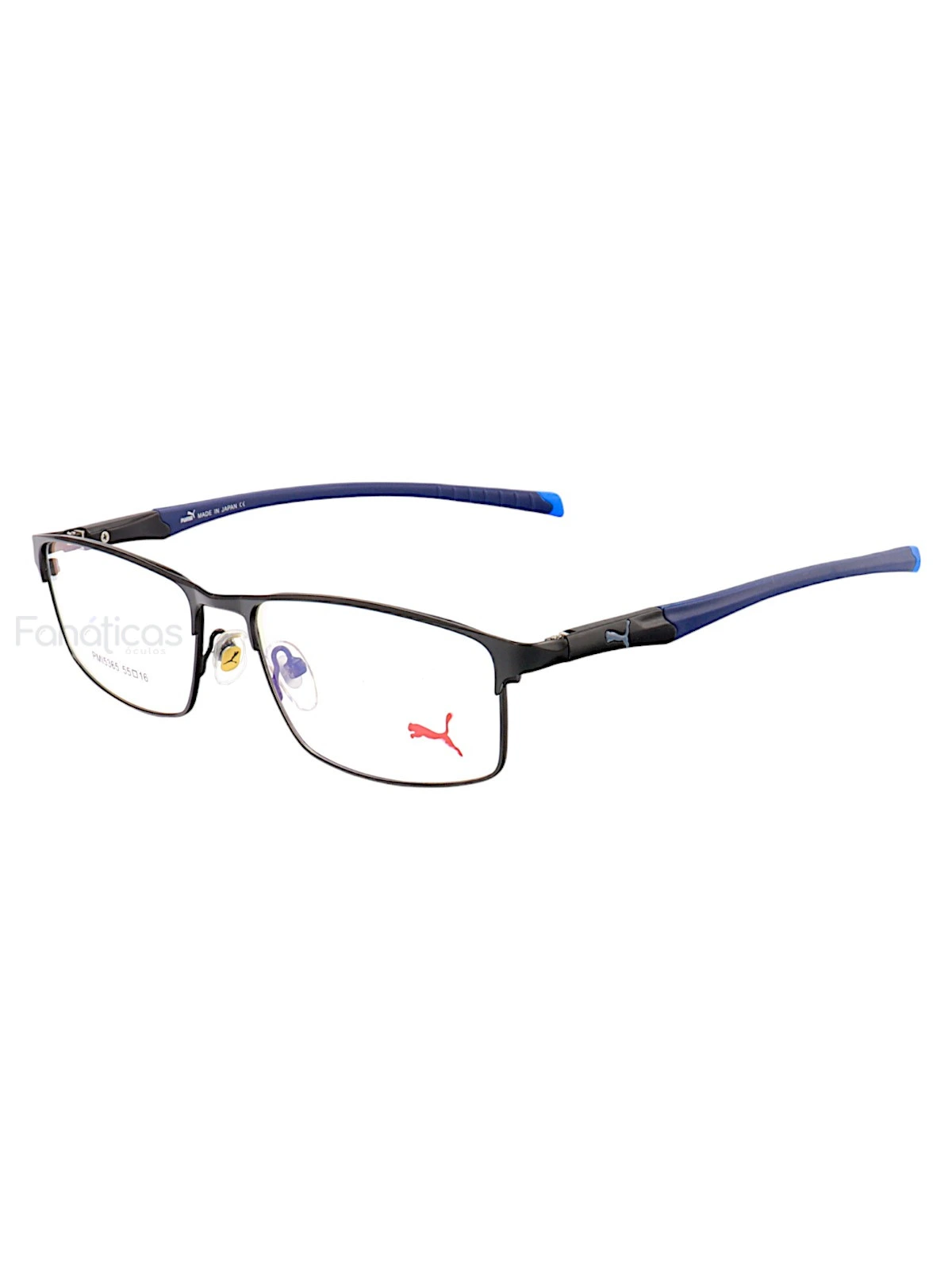 Armação de Óculos Retangular Puma PM15365 C1-2 Preto e Azul