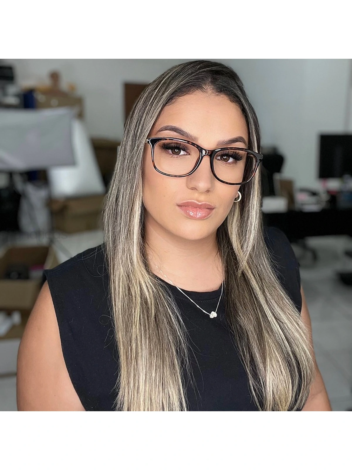 Armação de Óculos Retangular TF2131 Marrom Tartaruga